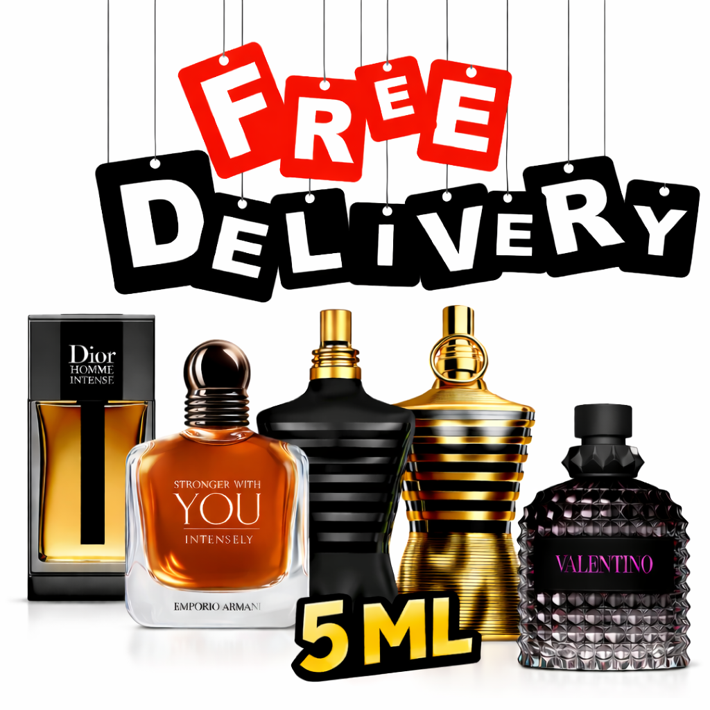 DIOR HOMME INTENSE 5ML+STRONGER WITH YOU INTENSLY 5ML+LE MALE LE PARFUM 5ML+LE MALE ELIXIR 5ML+VALENTION UOMO BORN IN ROMA  5ML